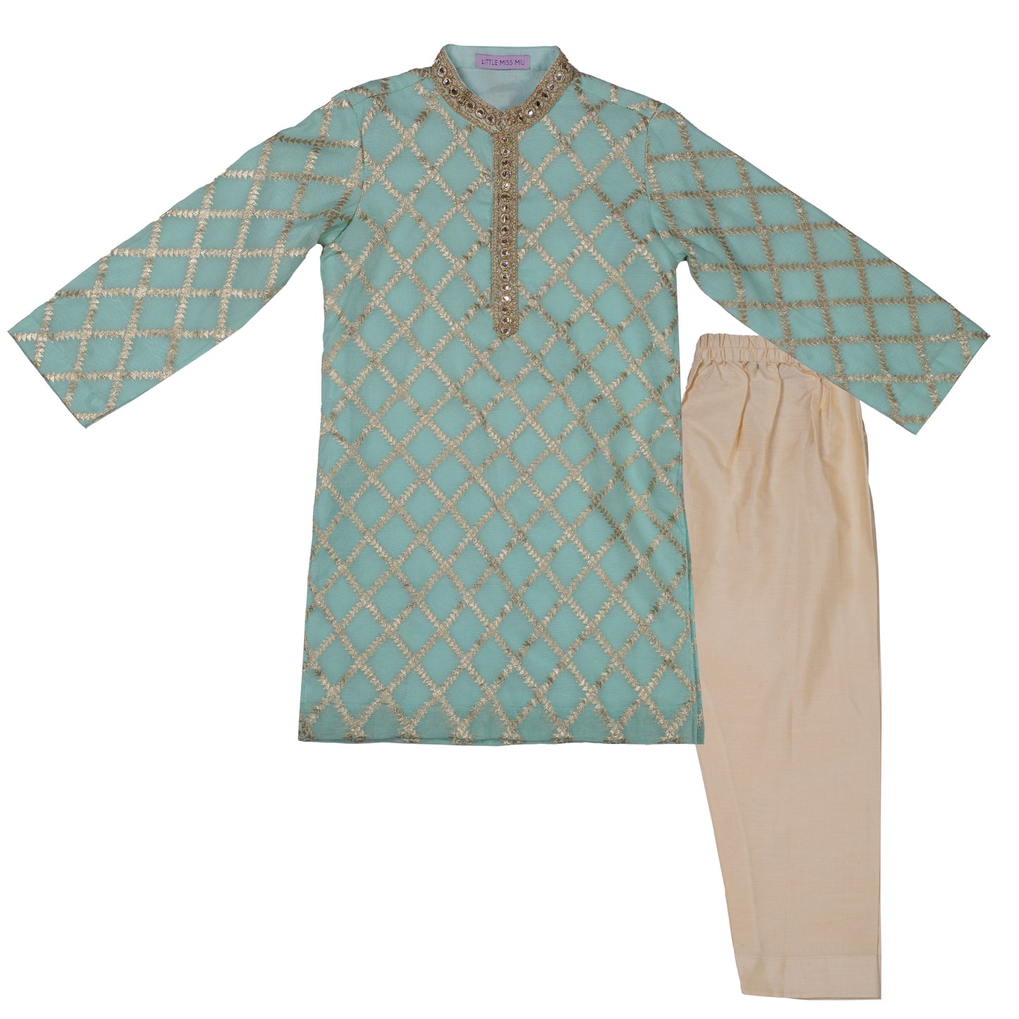 Vibrant sea green jaal benarasi set