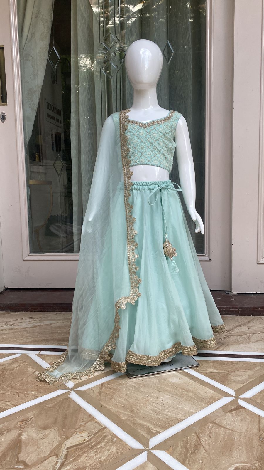 Powder blue chikankari lehenga set
