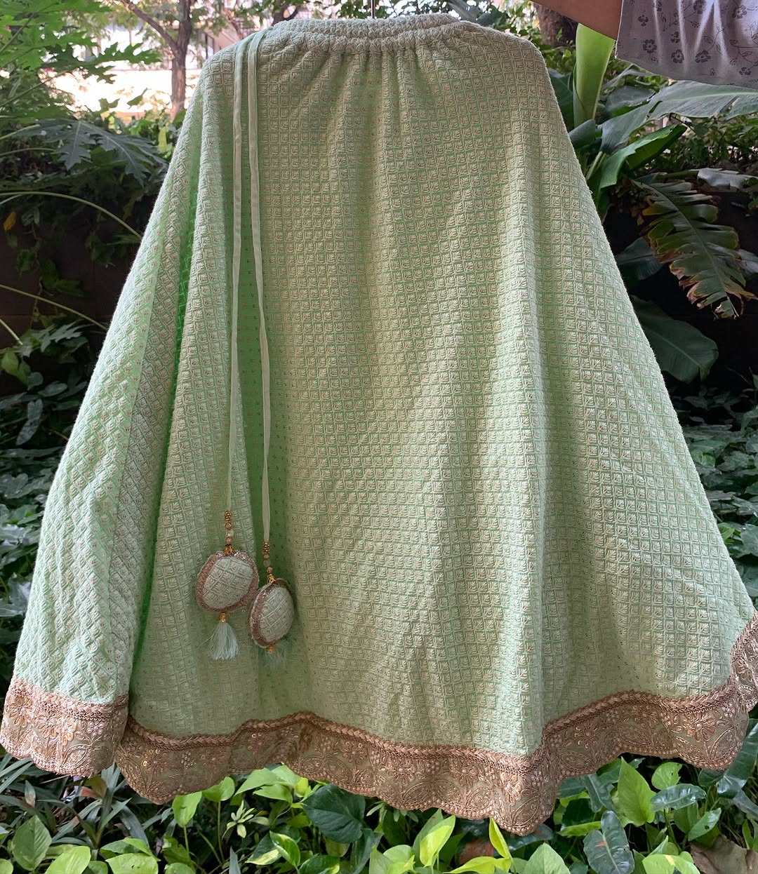 Pista green chikankari lehenga set