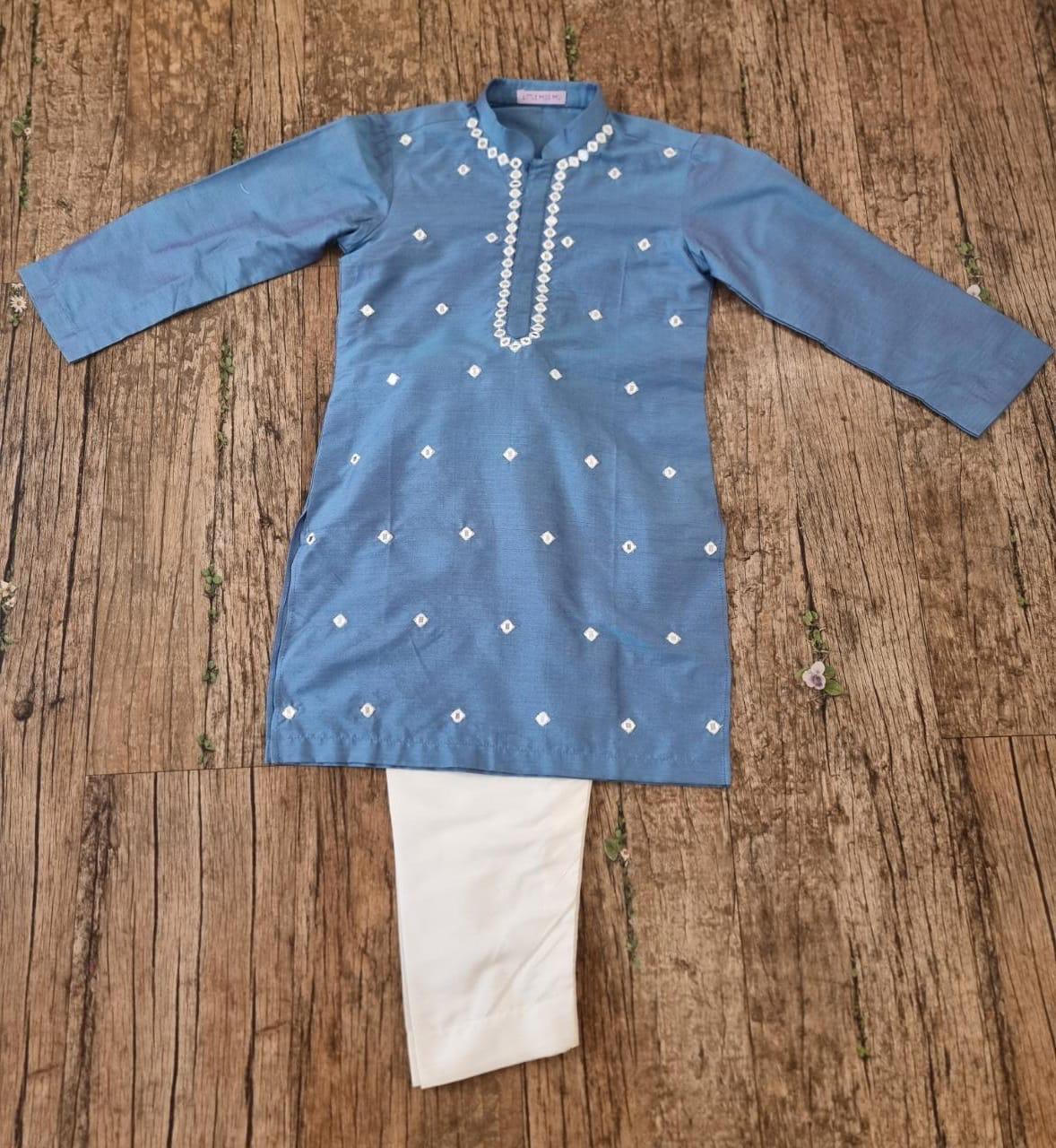 Lapis blue mirror work kurta set