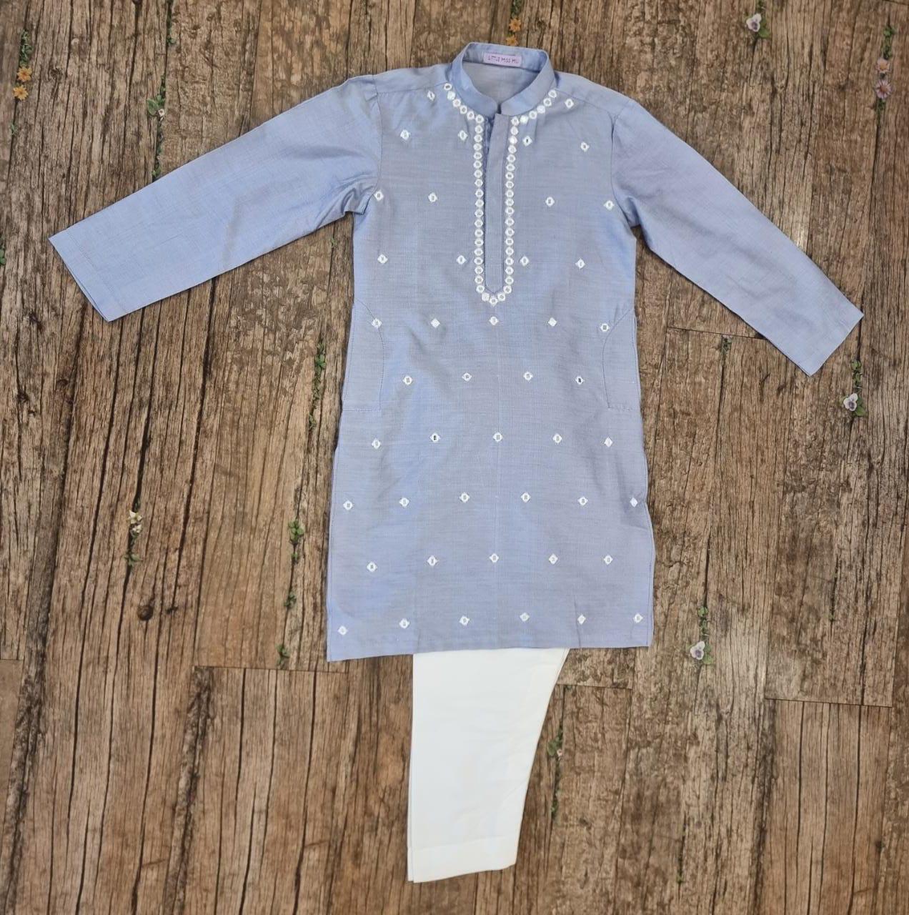 Lilac mirror work kurta set