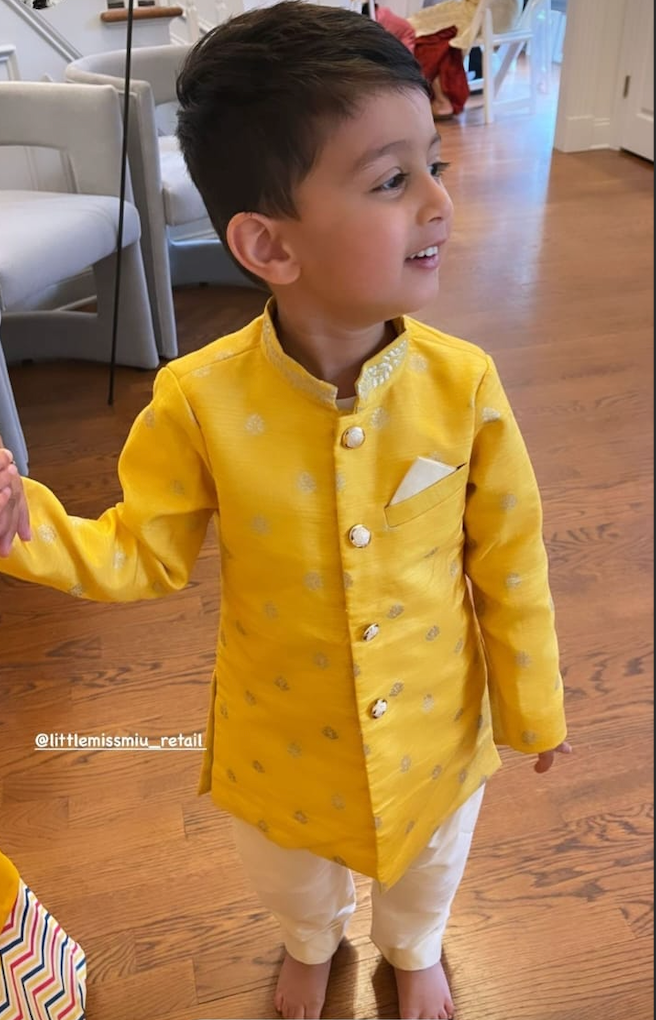 Gorgeous yellow benararsi sherwani set