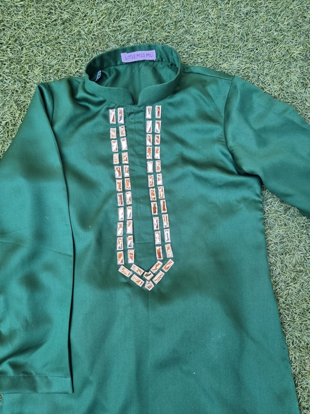 Emerald geometrical minor work kurta set
