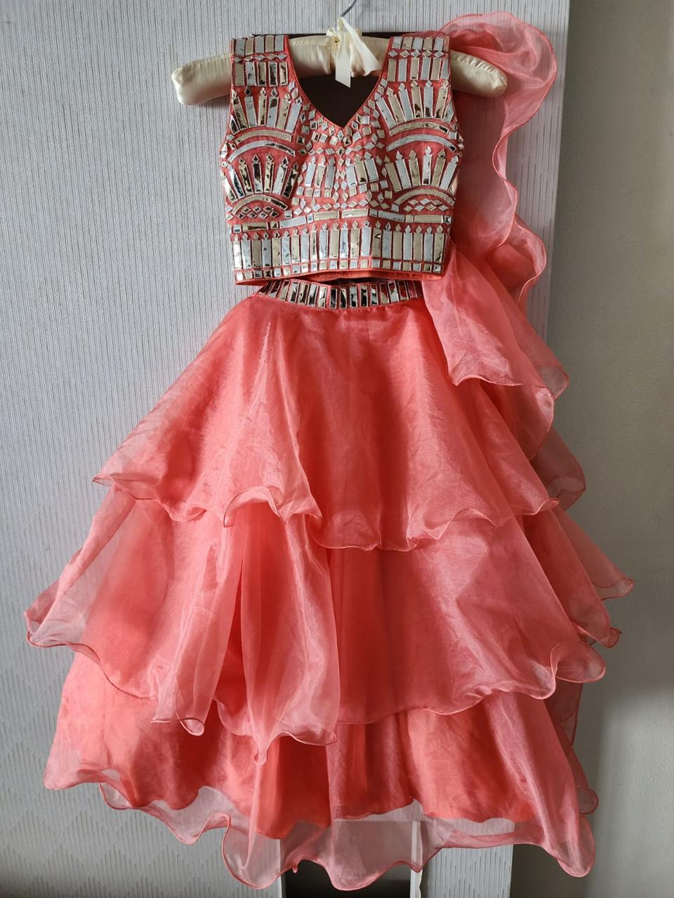 Coral Minor work lehenga set