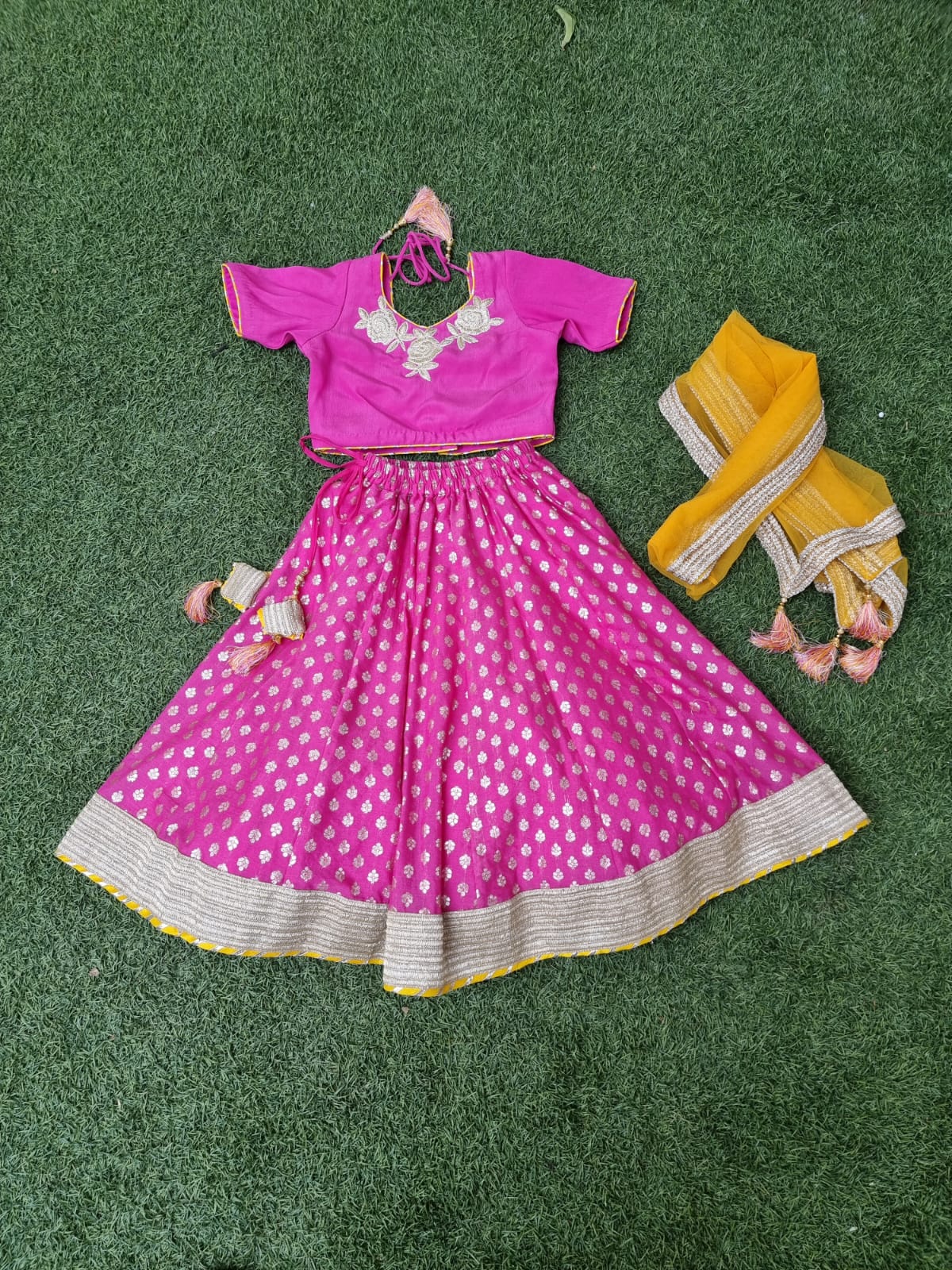 Hot pink benarasi lehenga set
