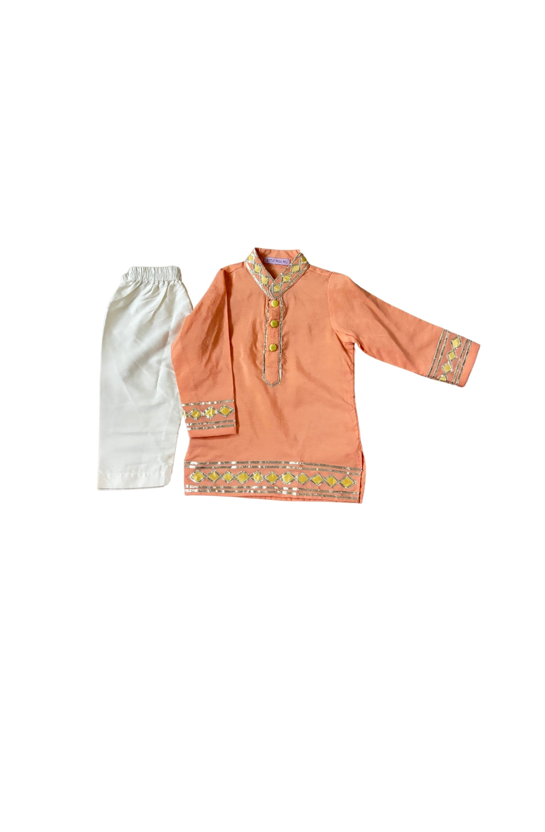 Beautiful peach and lemon gota kurta set