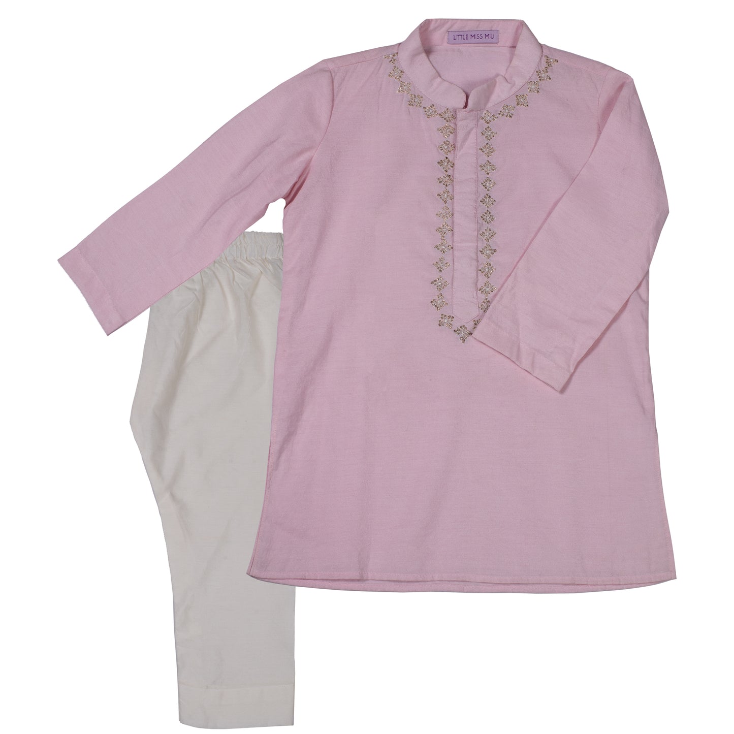 Soft pink kurta & white pants set