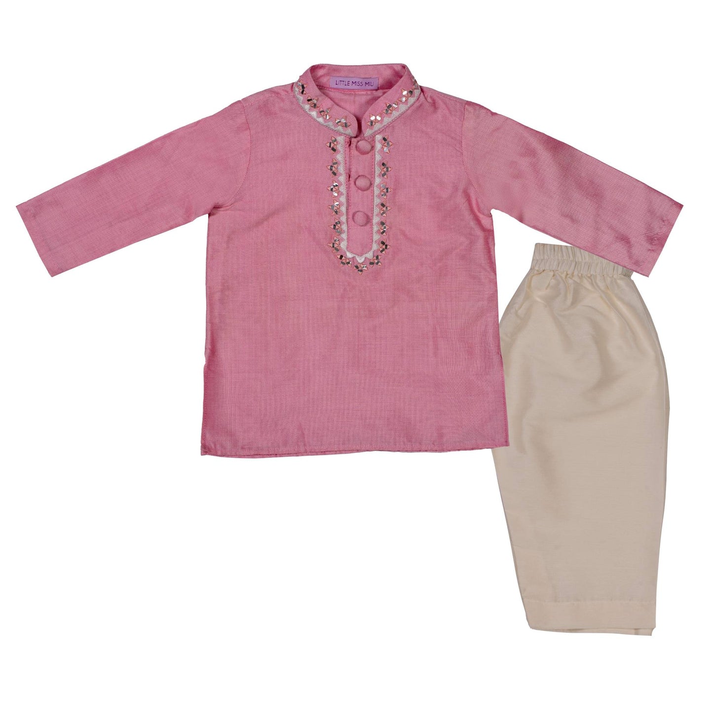 Rose pink kurta & light gold pants