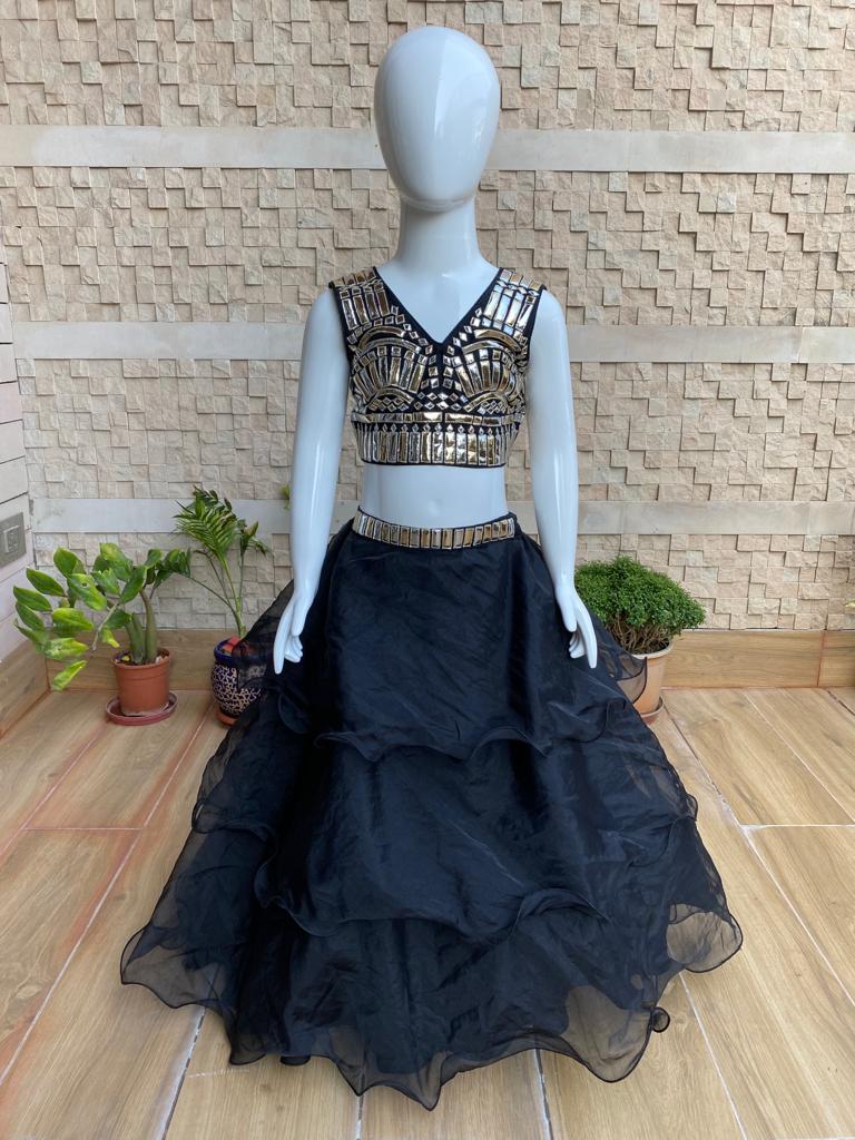 Black Minor work lehenga set