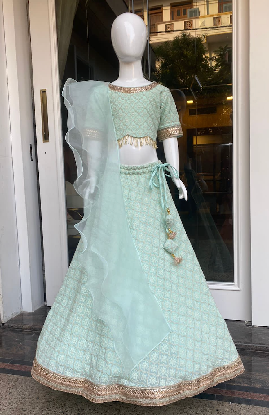 Pastel mint green lehenga set
