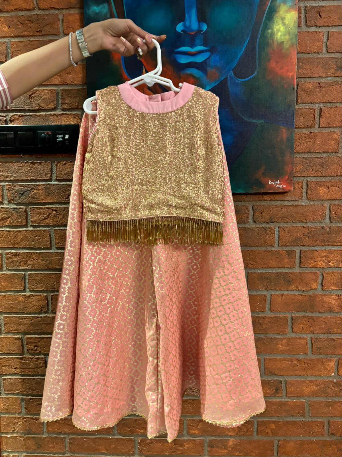 Peach benarasi sequins palazzo set