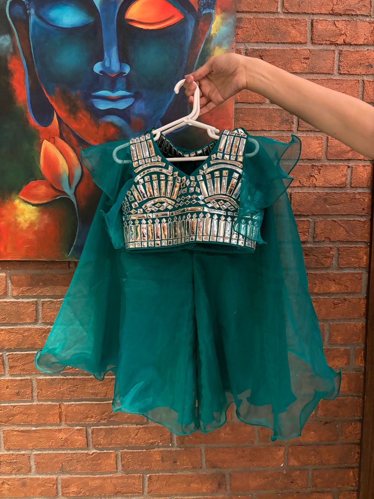 Bottle green minor work lehenga set