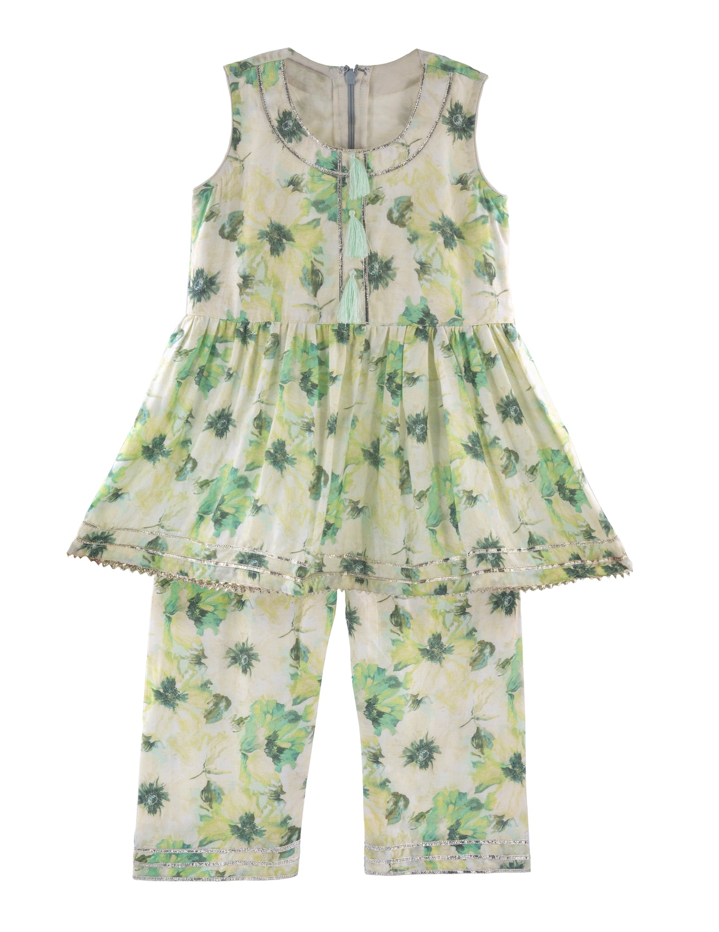 Summer nature print peplum set