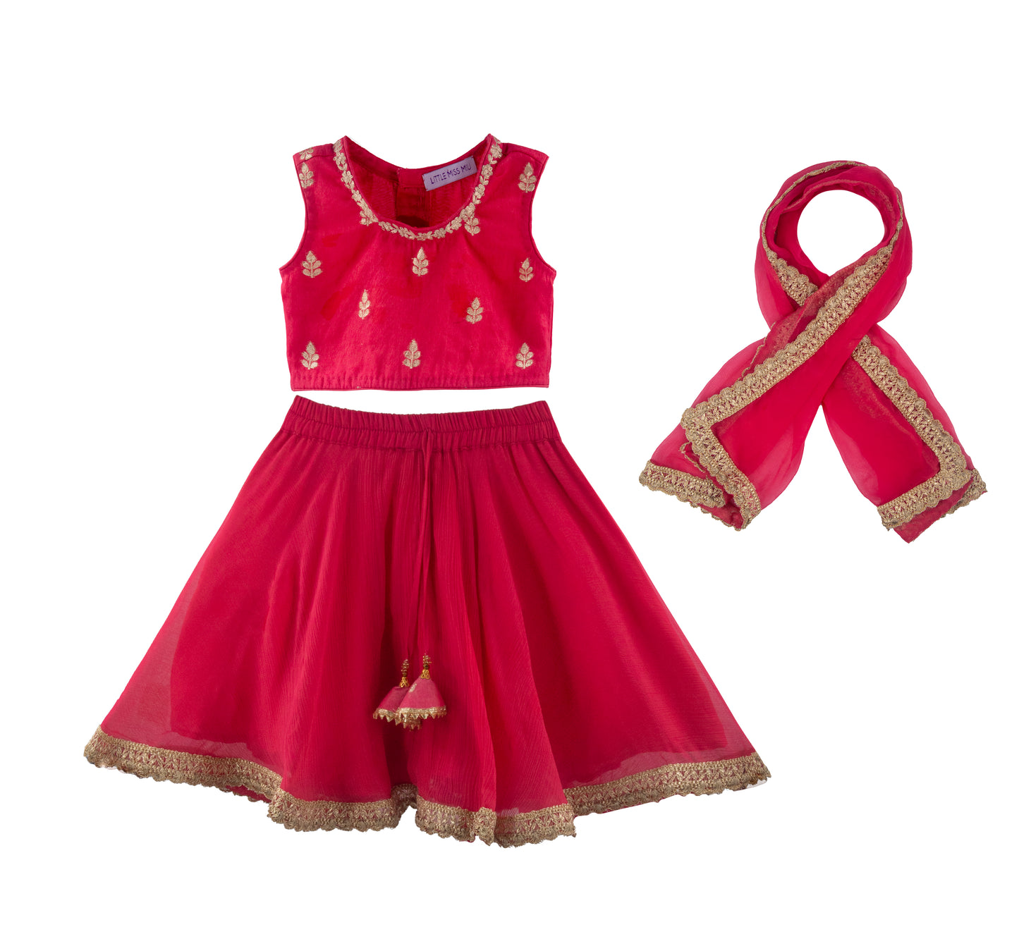 Red chanderi lehenga set