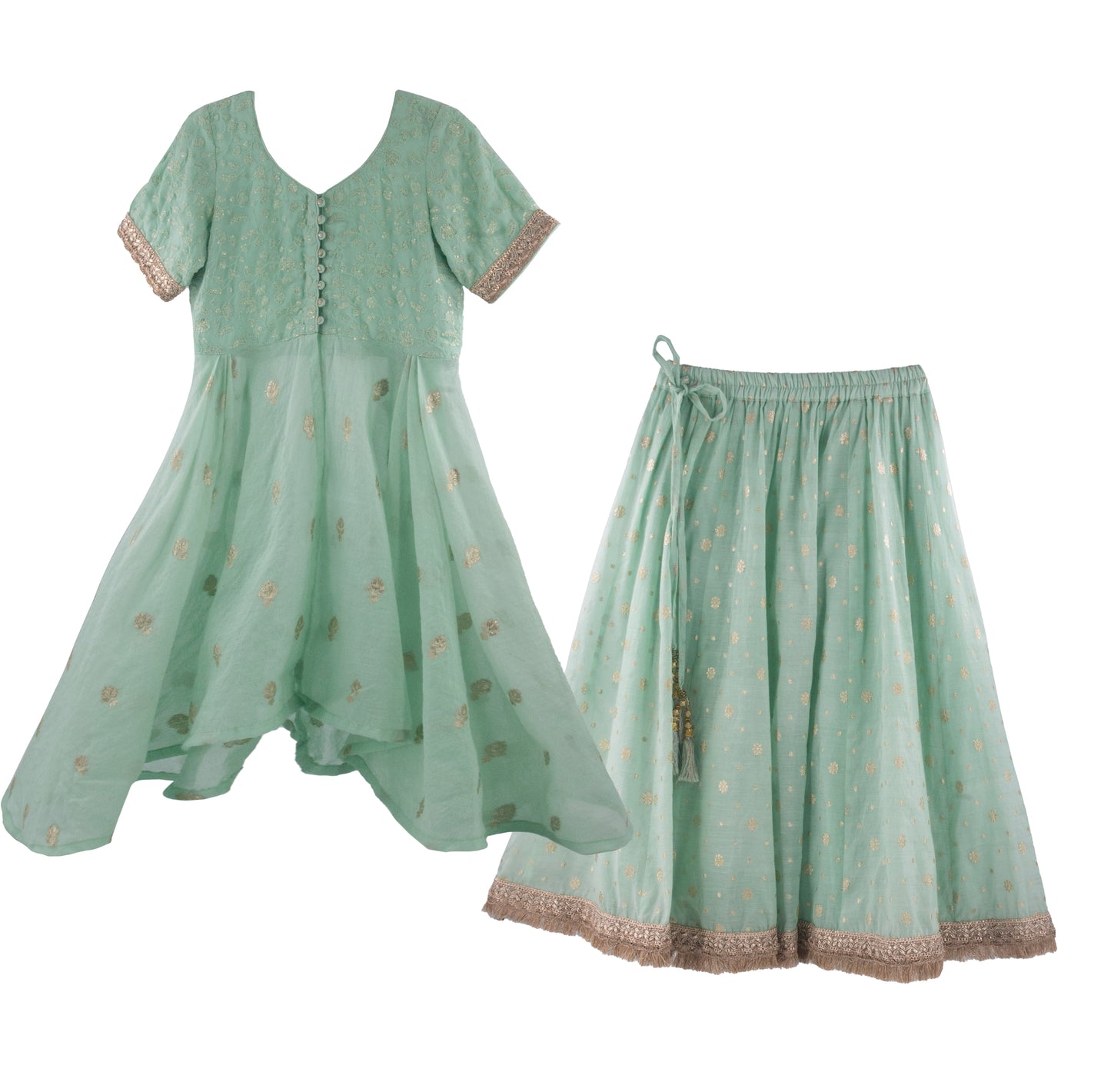 Sky blue chanderi jacket set