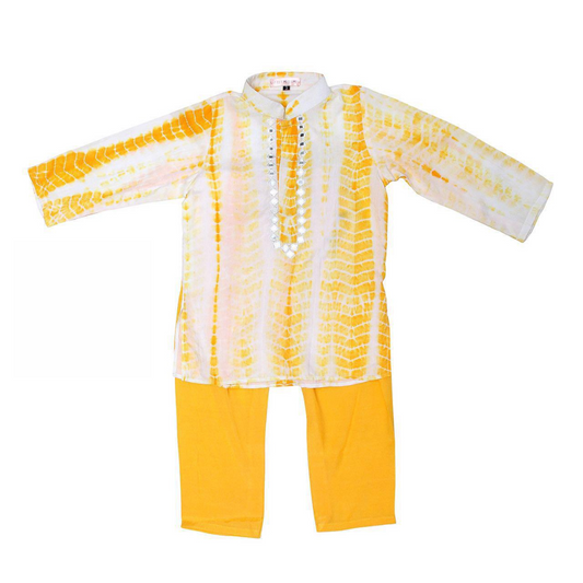 Sunny & bright yellow and white batik kurta set