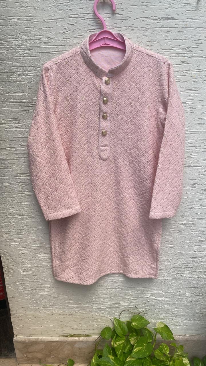 Baby pink chikankari kurta set