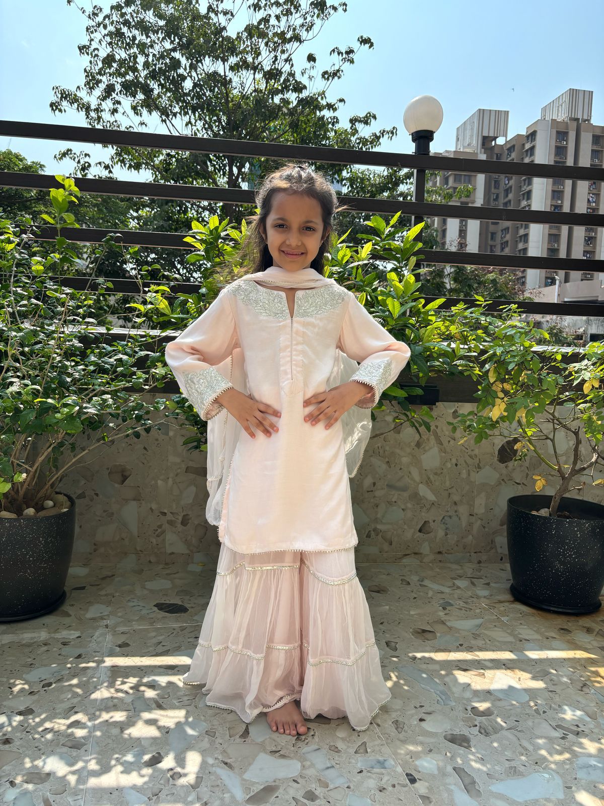 Dreamy baby pink sharara set