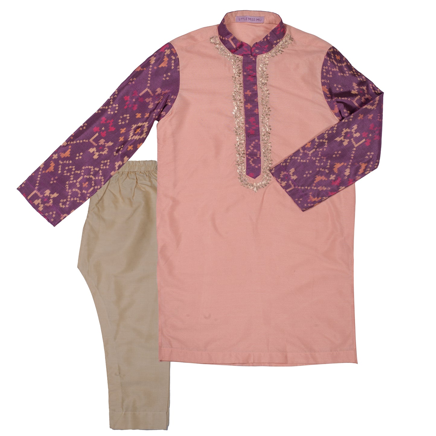 Patola peach kurta set