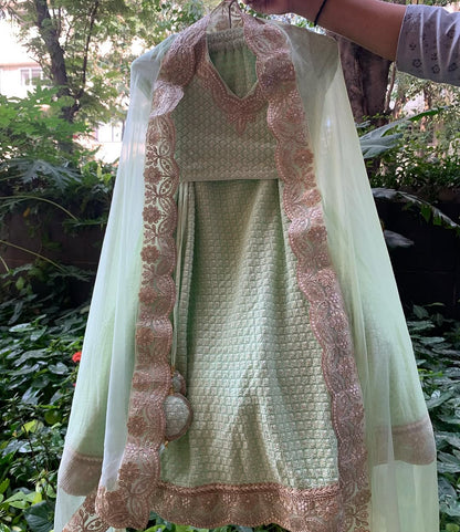 Pista green chikankari lehenga set