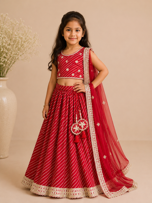 Gorgeous red leheriya lehenga Set