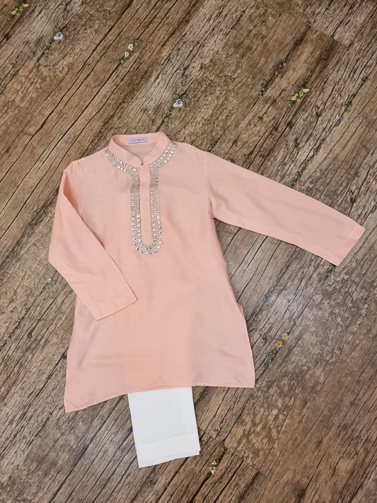 Vibrant peach minor kurta & pants set