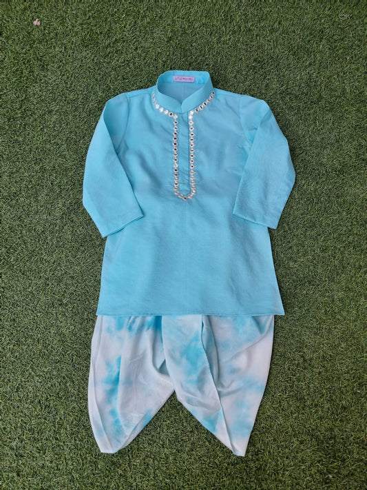 Light blue kurta and dhoti set