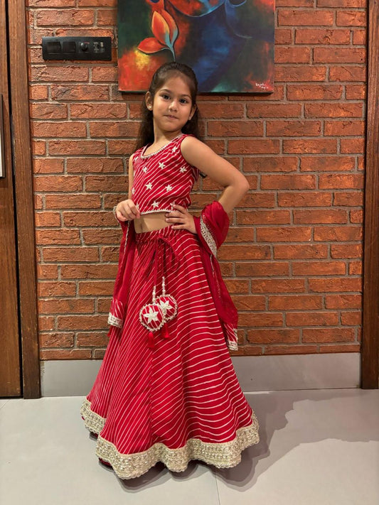 Gorgeous red leheriya lehenga Set