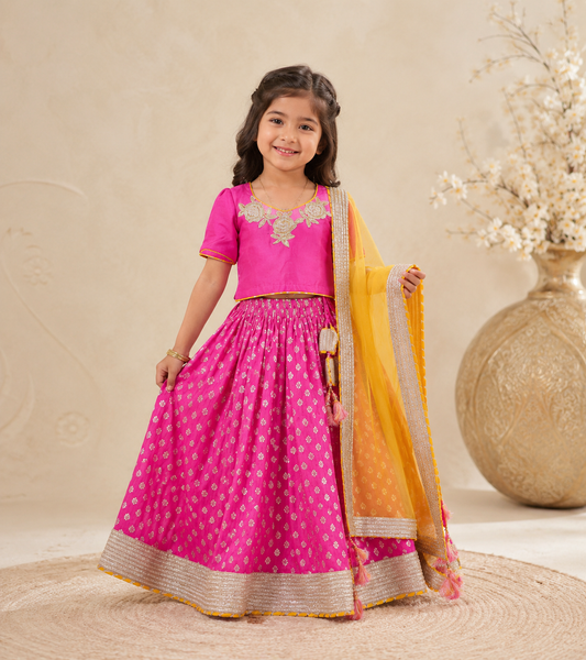 Hot pink benarasi lehenga set