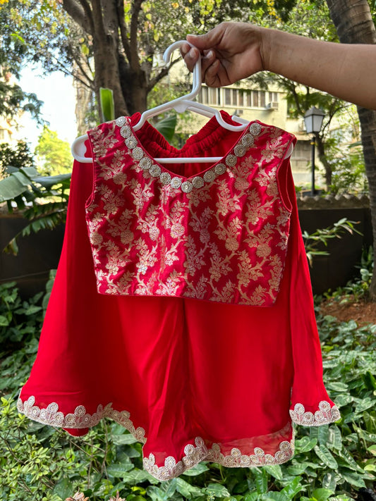 Crimson red benarasi palazzo set