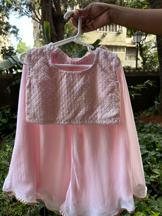 Baby pink chikankari palazzo set