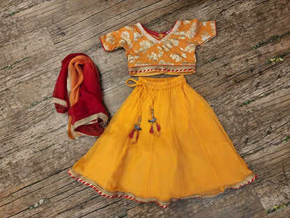 Orange benarasi lehenga set