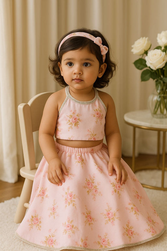 Baby pink floral lehenga set