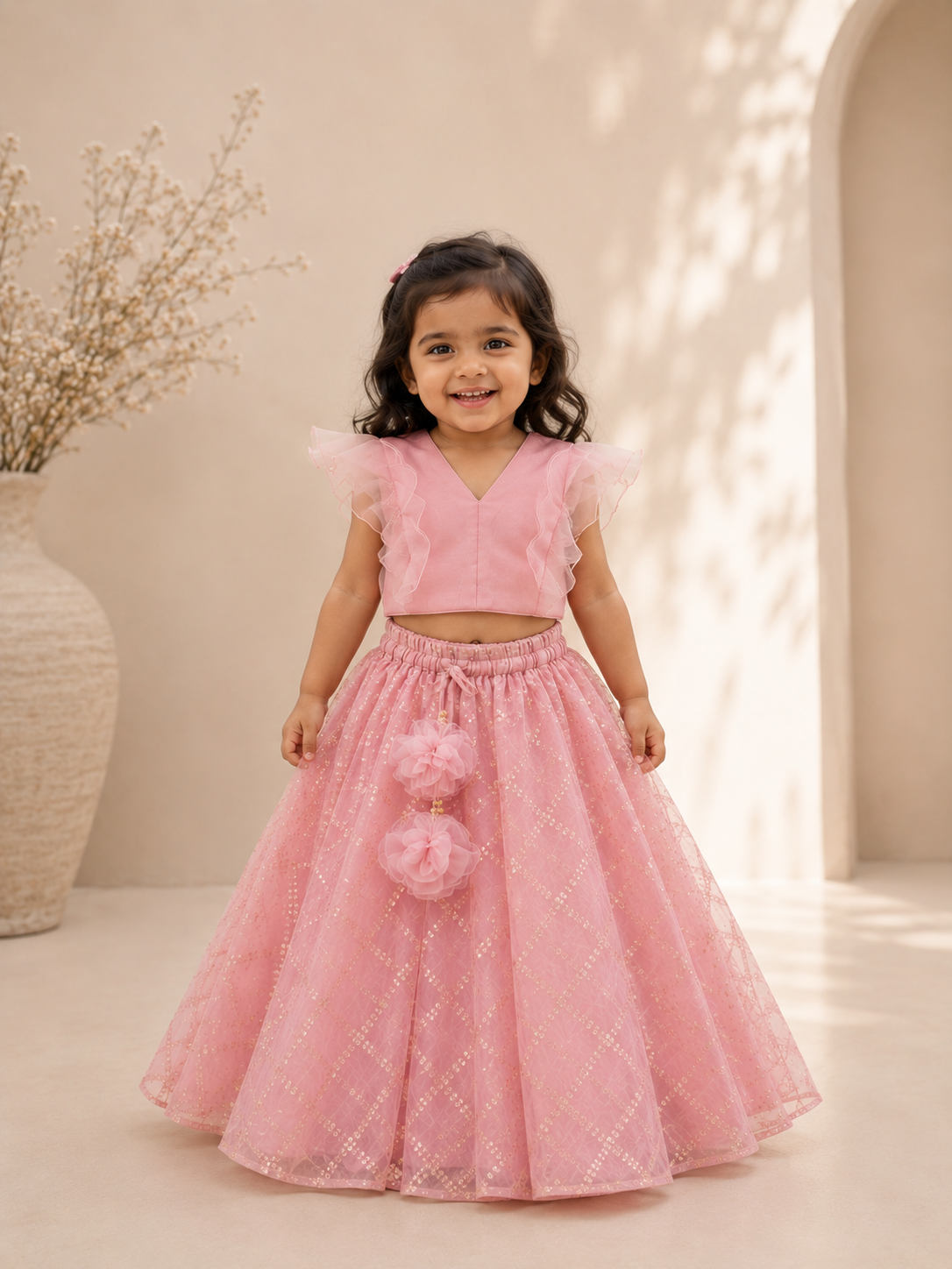 Salmon pink lehenga set