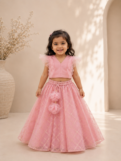 Salmon pink lehenga set