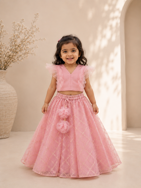 Salmon pink lehenga set