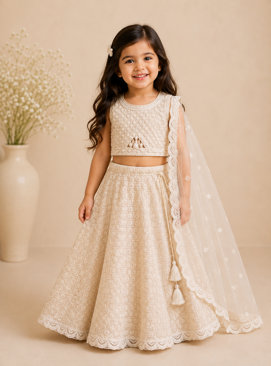 Off White chikankari lehenga set