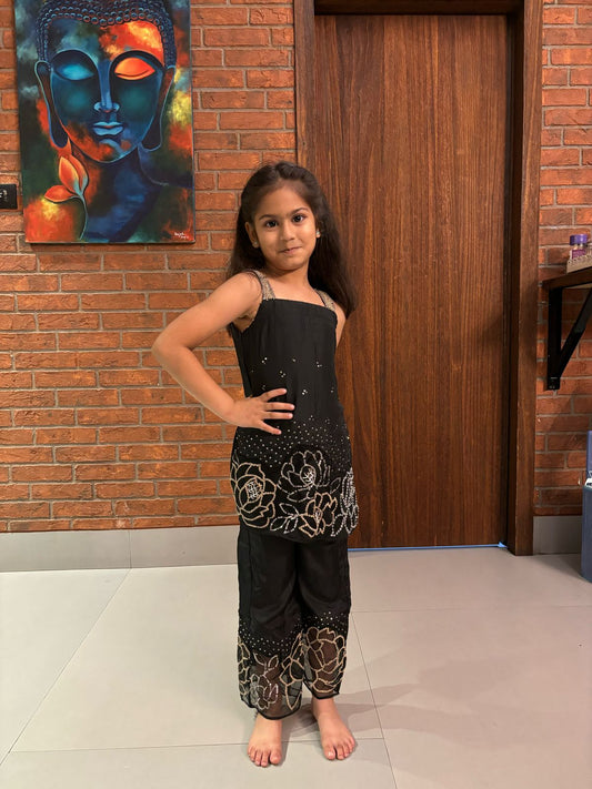 Black silk kurta and pants set