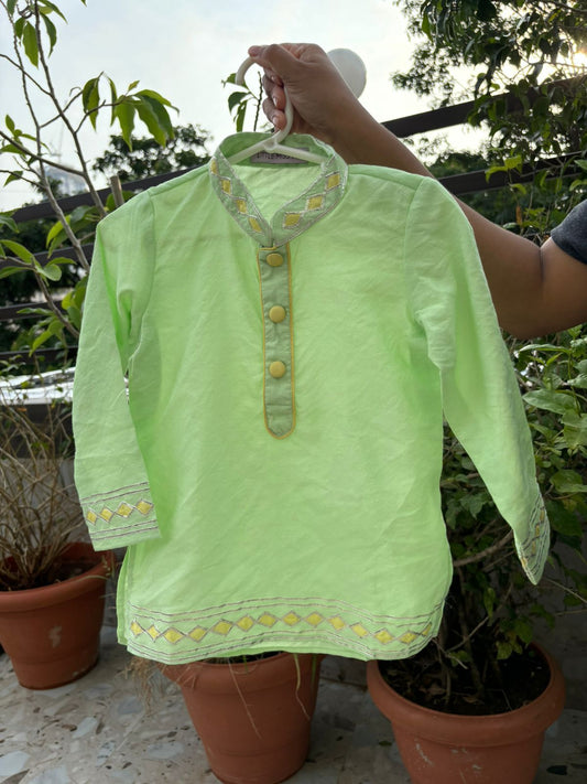 Cute Lime green gota kurta set