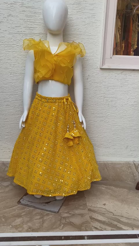 Mango yellow lehenga set