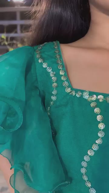 Pretty emerald green lehenga set